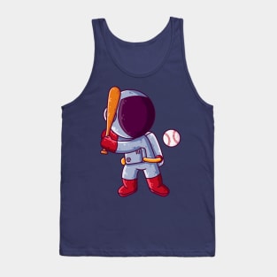 Cute Astronaut Baseball Cartoon Tank Top